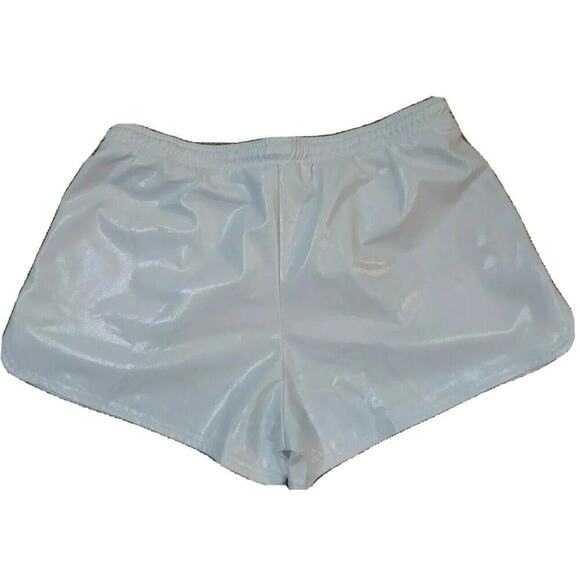 Tandisk~Woman Size L~White Yoga Hot Shorts Shiny Metallic Elastic Drawstring NEW - Picture 9 of 9